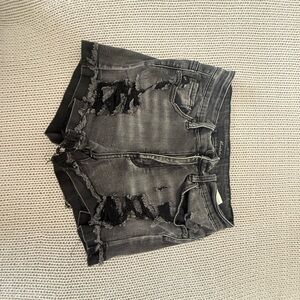 Distressed Gray Denim Shorts